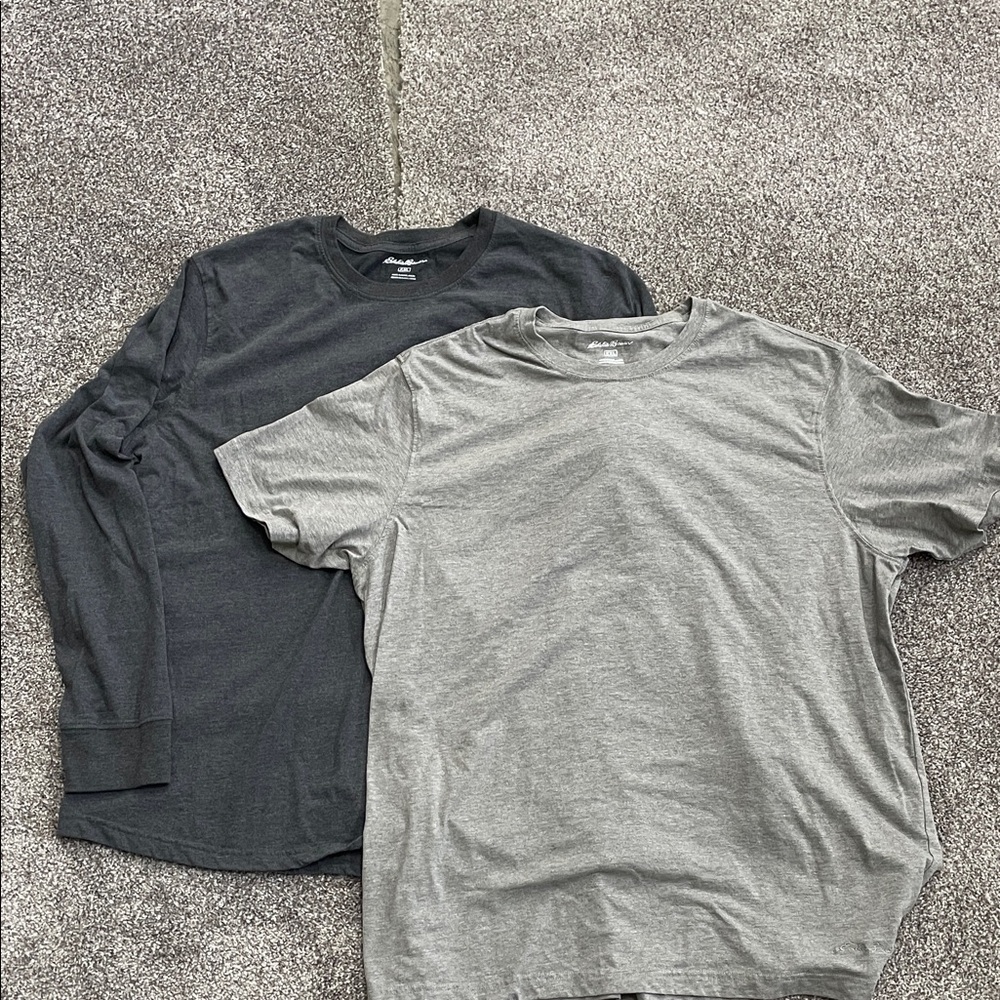 Eddie Bauer Long Sleeve Dark Gray and Light Gray Tees